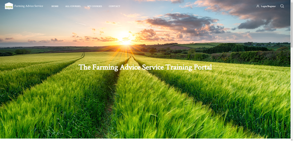 Screenshot of training.farmingadviceservice.org.uk homepage