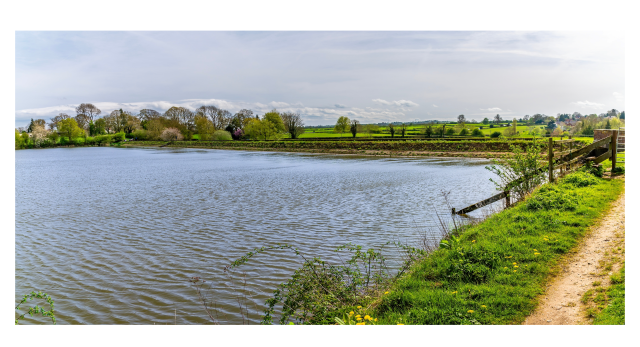 A view towards the dam wall on Welford Reservoir, UK