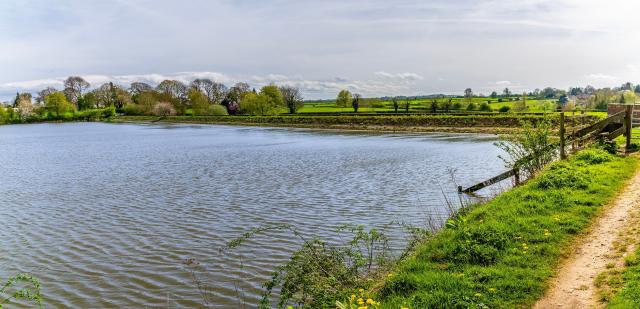 A view towards the dam wall on Welford Reservoir, UK
