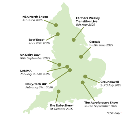 a map showing the events for 2025