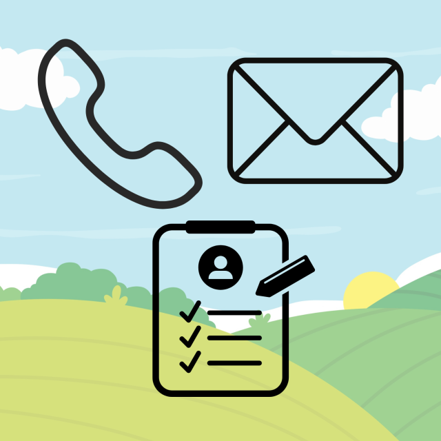 Image with phone, email and online form logos