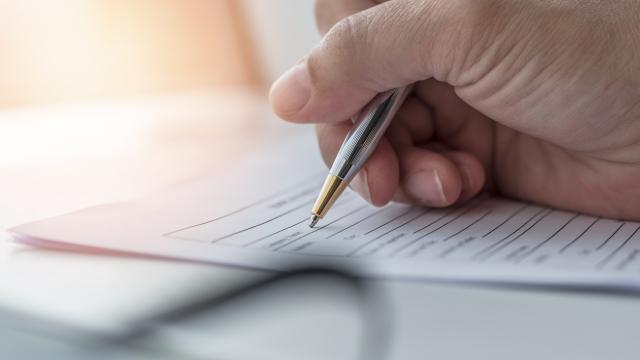 Filling out an application form