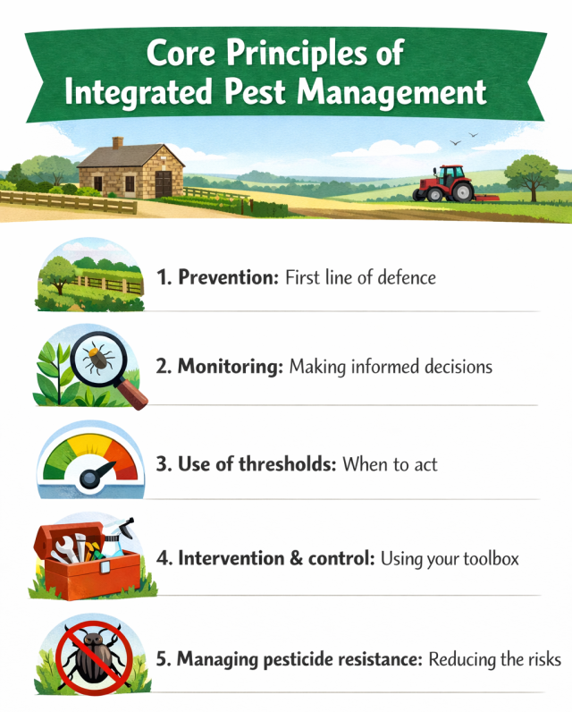 Inforgraphic showing core principles of IPM