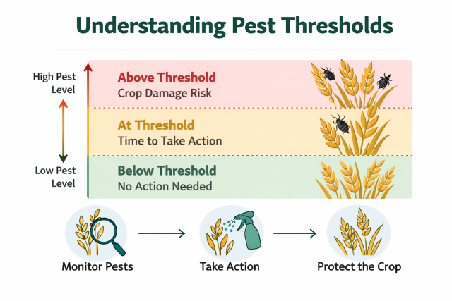 Infographic showing how to understand pest thresholds