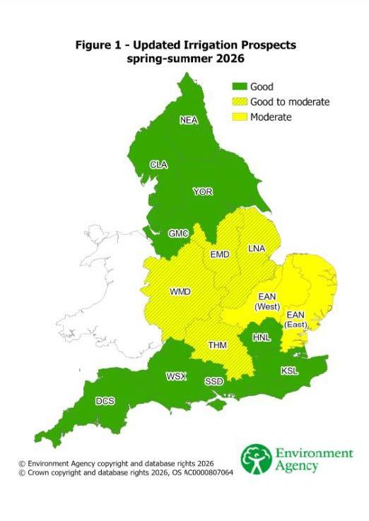 EA updated area irrigation prospects April 2026 map image