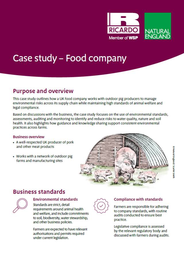 Food company case study document front page 